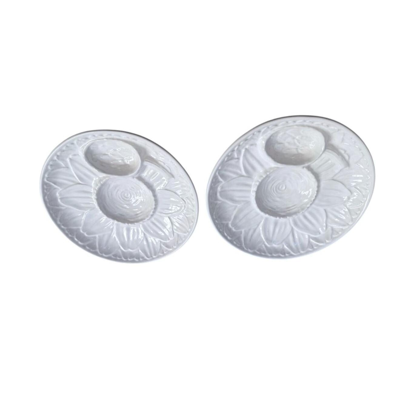 Neuwirth Majolica Footed Plates With Sunflower Artichoke Portugal Set Of 2