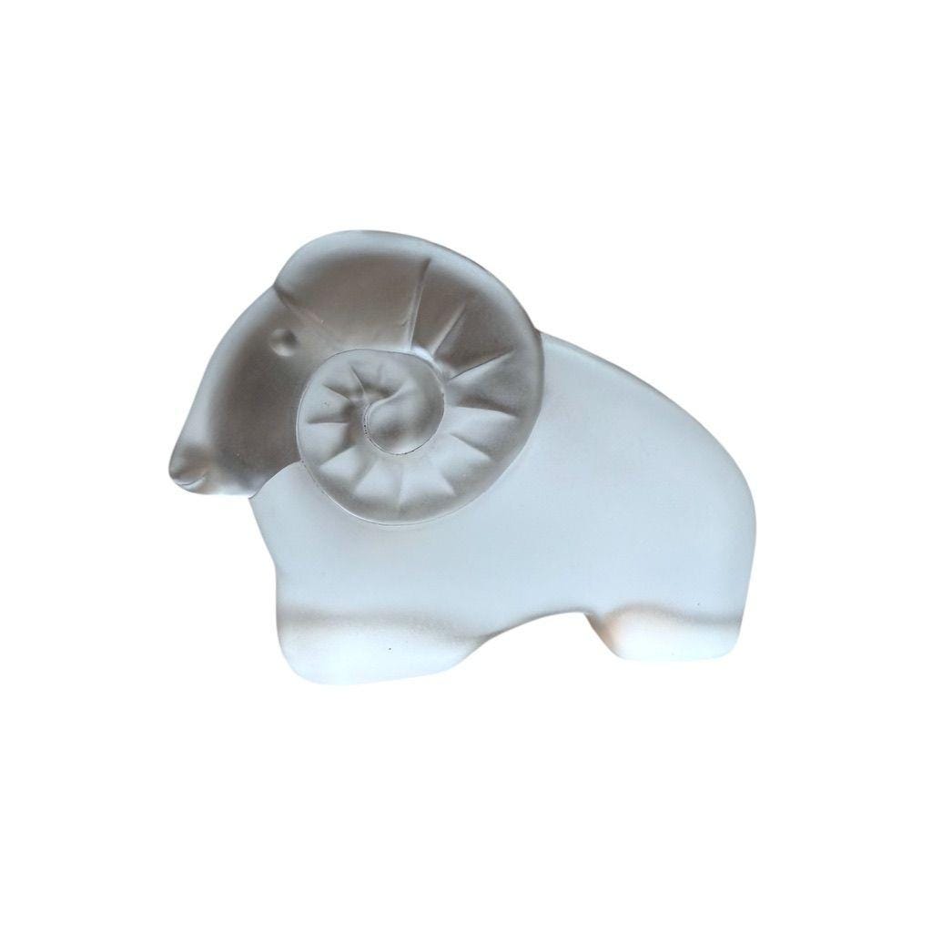Rare Frosted Glass Ram Figurine Decorative Collectible