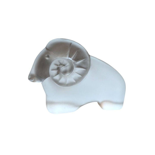 Rare Frosted Glass Ram Figurine Decorative Collectible
