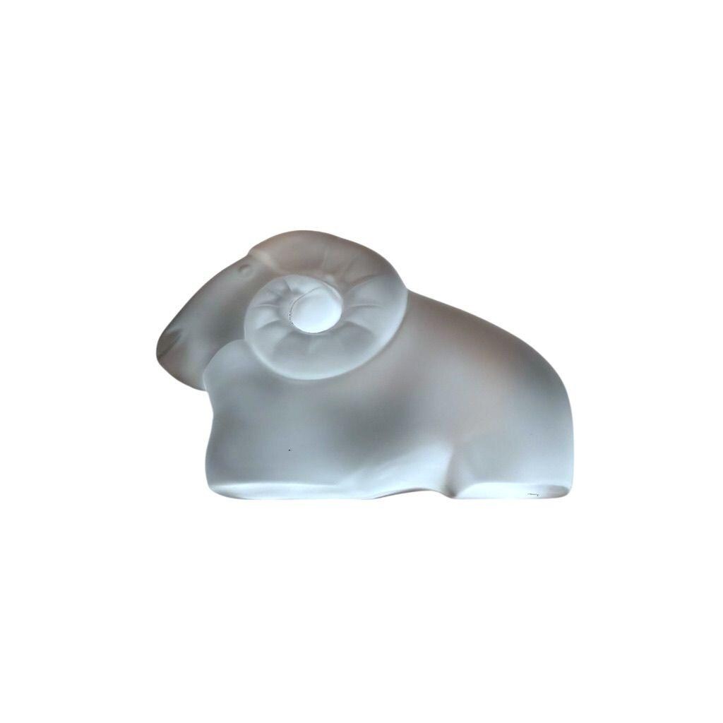 Rare Frosted Glass Ram Figurine Decorative Collectible
