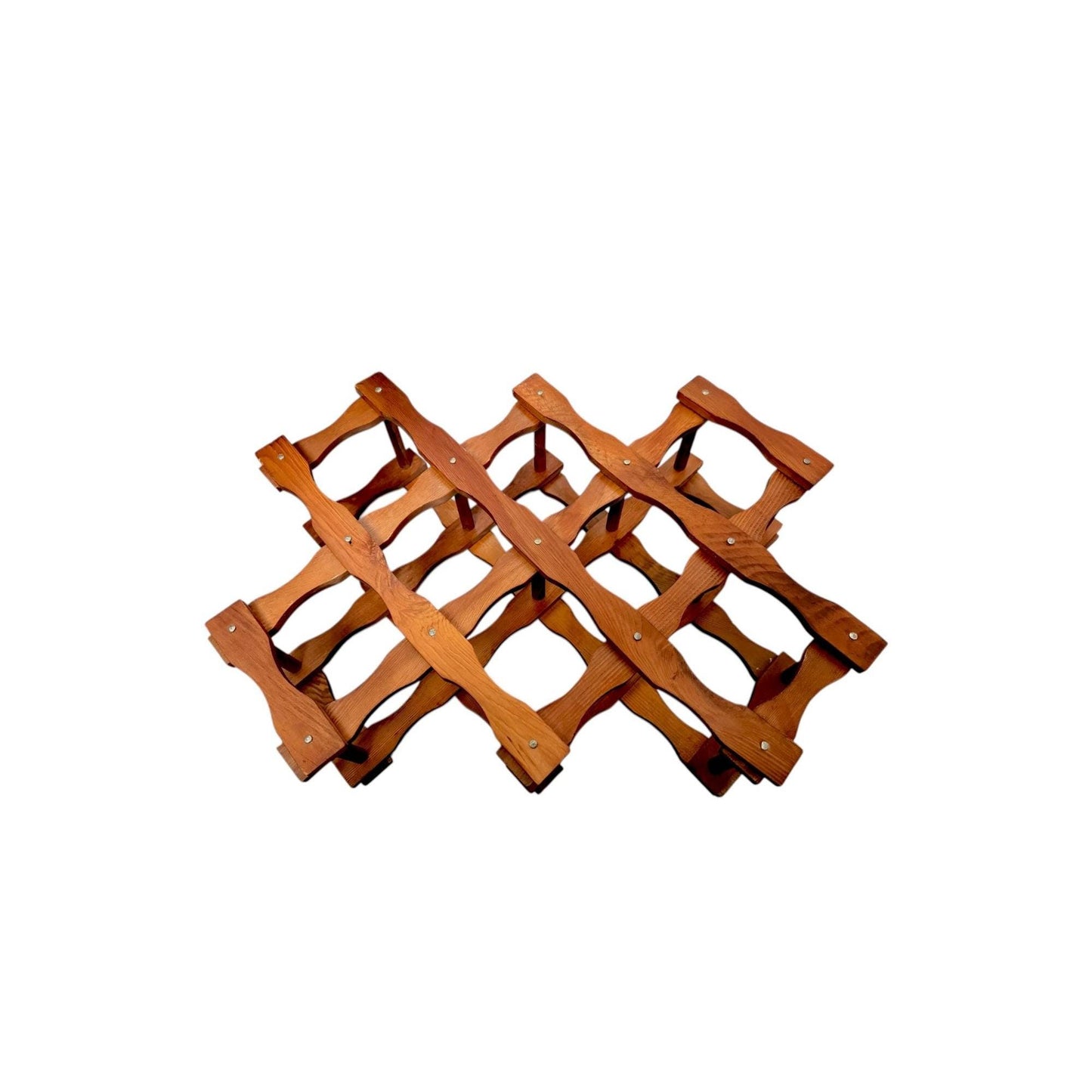 Vintage Expandable Wooden 8-Bottle Wine Rack With Natural Finish For Storage & Display