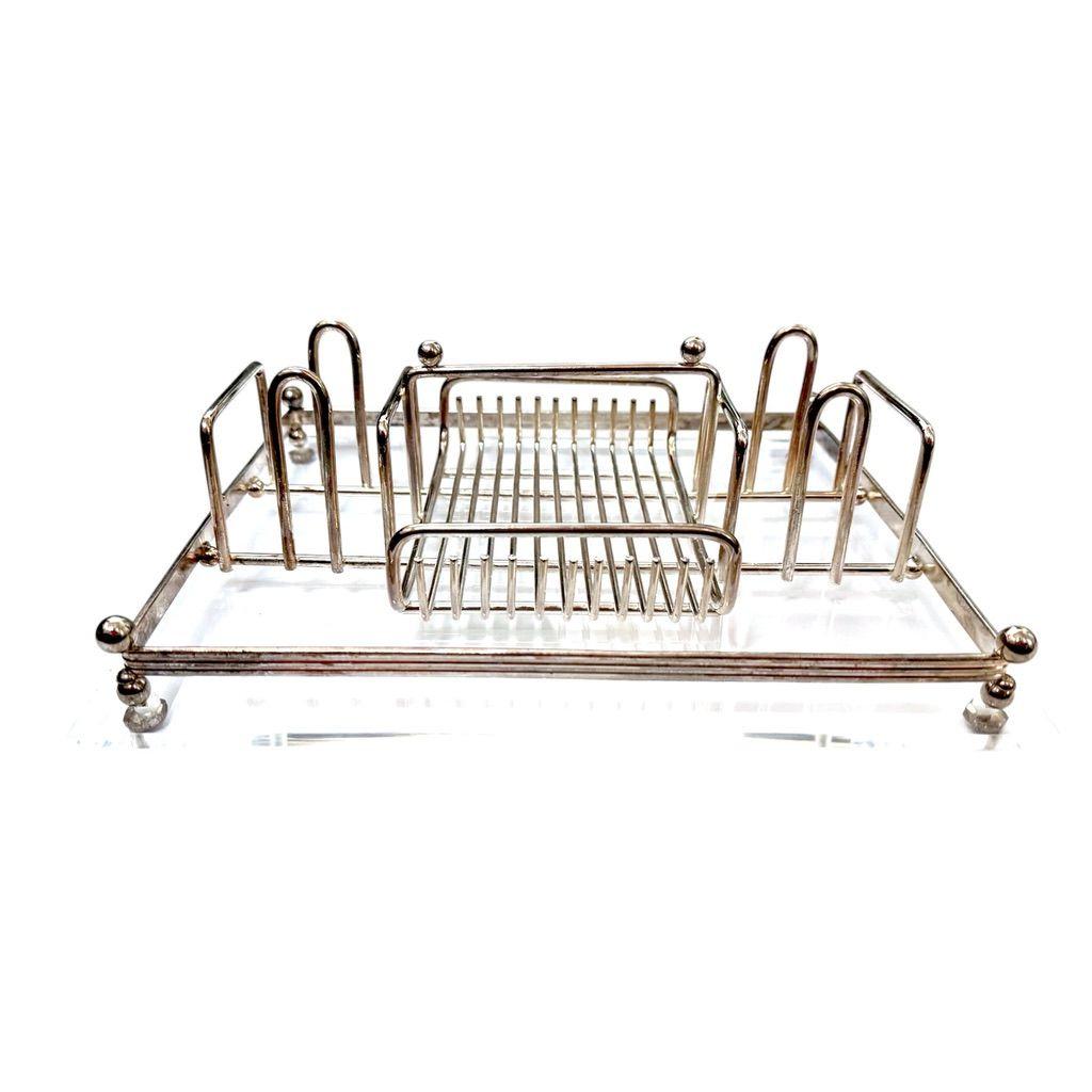 Towle Leonard Silver Plated Flatware Caddy Organizer 11" X 9.5" Elegant Tableware Holder