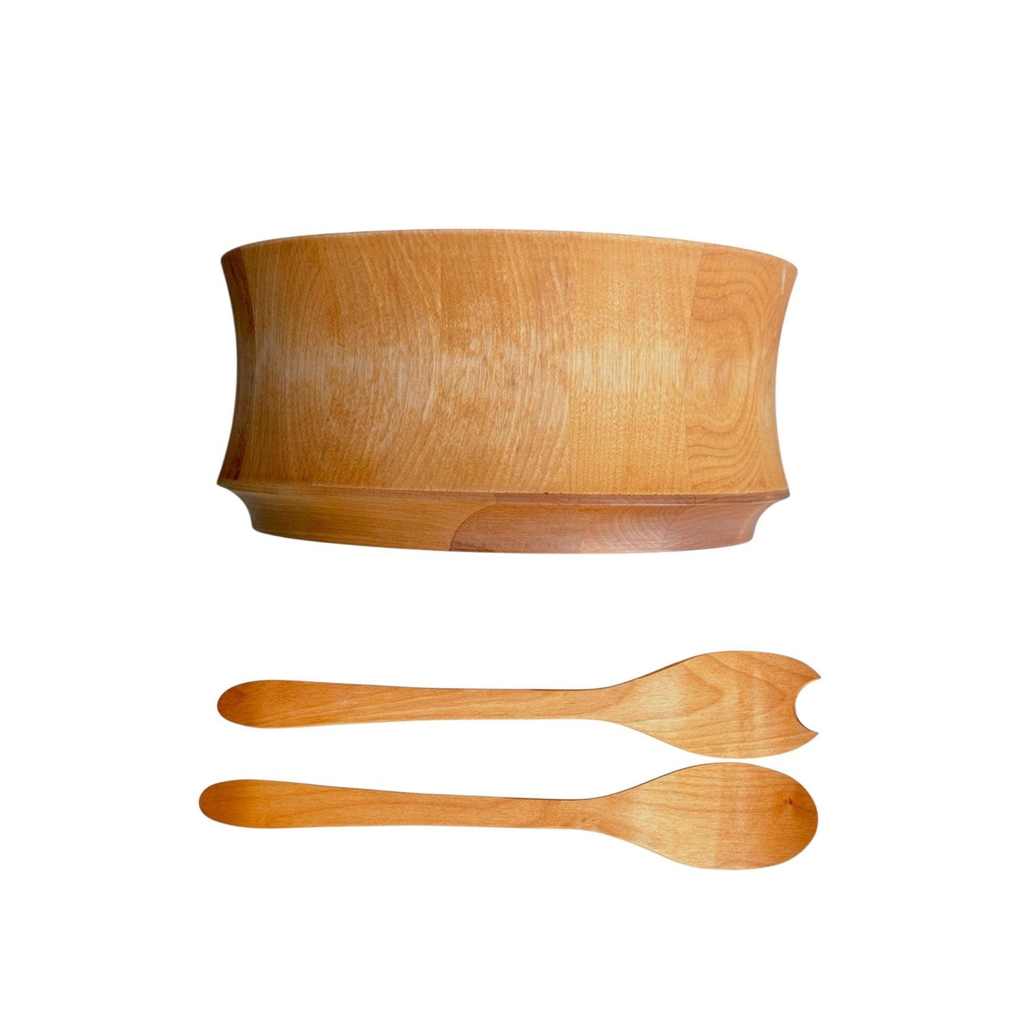 Williams Sonoma John McLeod Vermont Wooden Salad Bowl With Serving Utensils