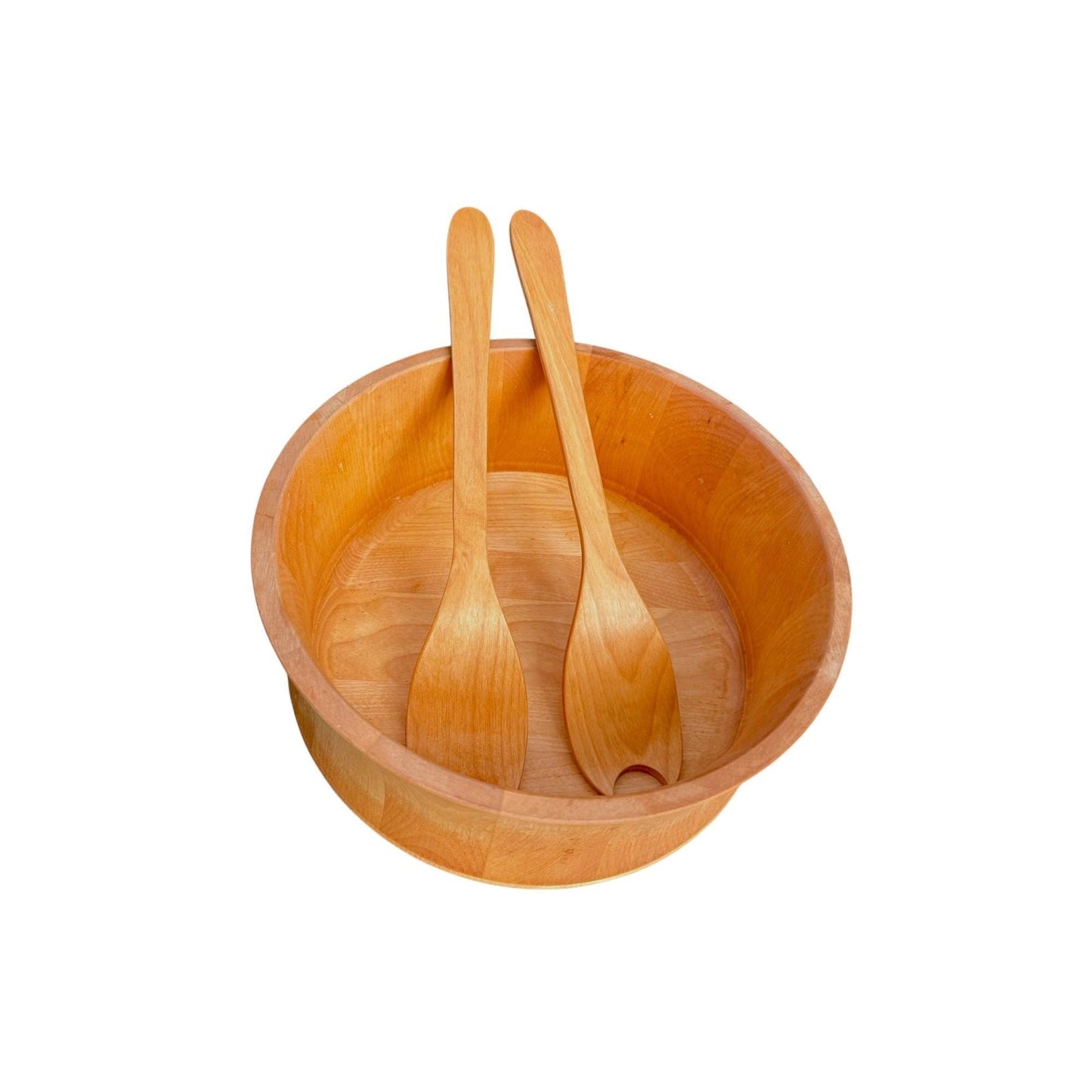 Williams Sonoma John McLeod Vermont Wooden Salad Bowl With Serving Utensils