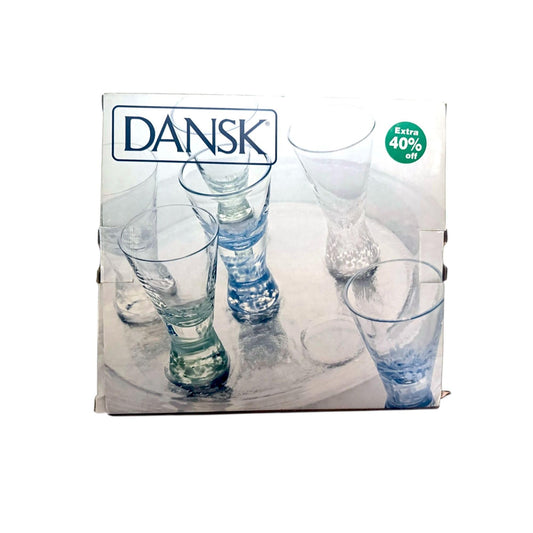 Dansk Mid-Century Modern Glass Cordial Set With Textured Serving Tray - 6 Glasses