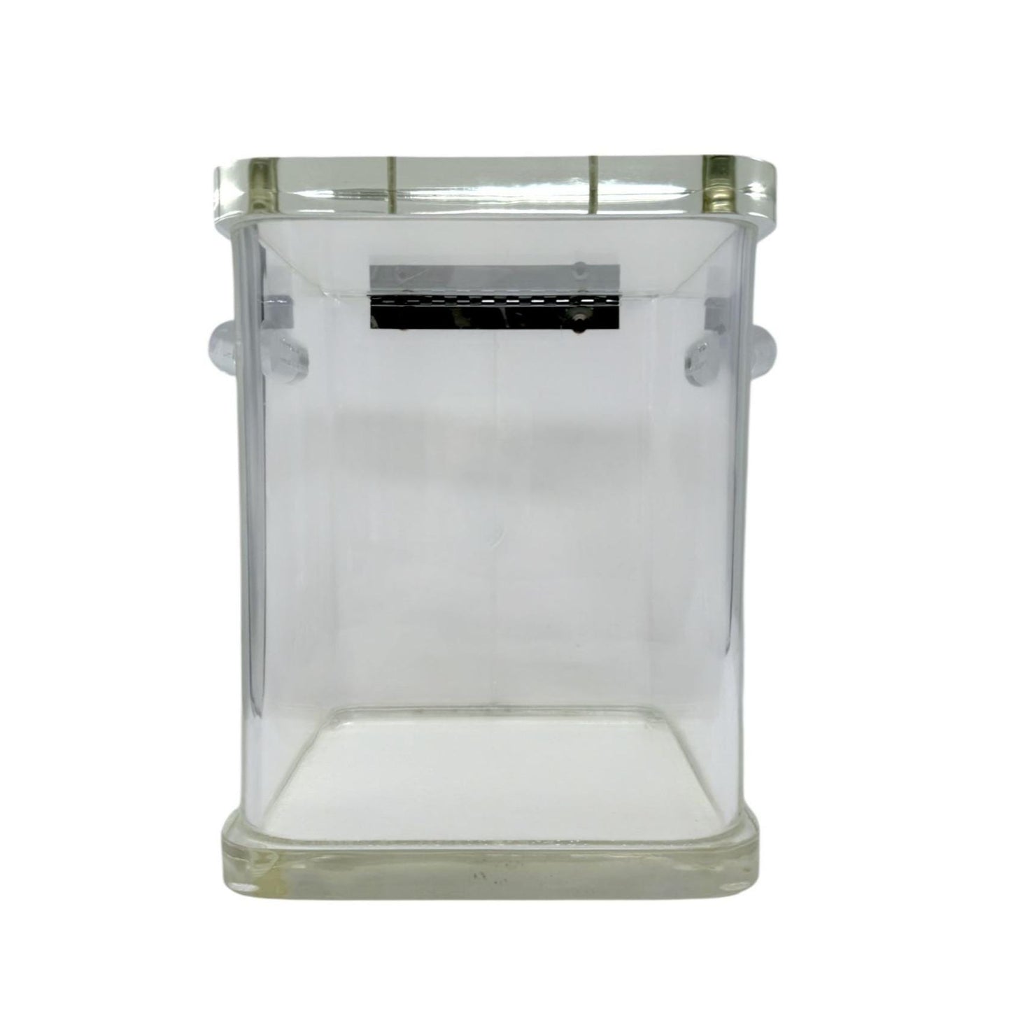 Wilardy Clear Lucite Ice Bucket With Hinged Lid And Chrome Accents