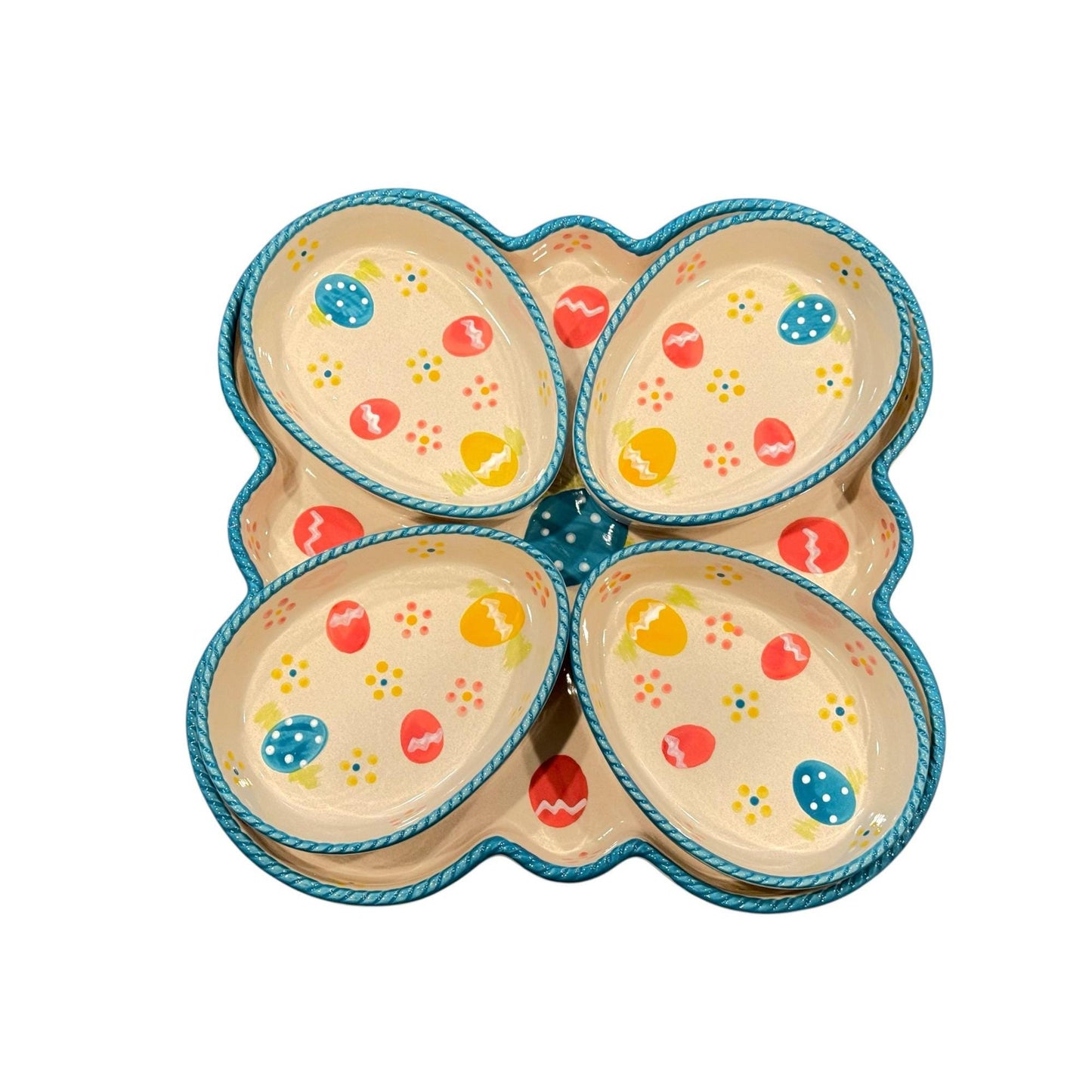 Temptations Easter Egg Divided Serving Platter With 4 Removable Bowls Multicolor