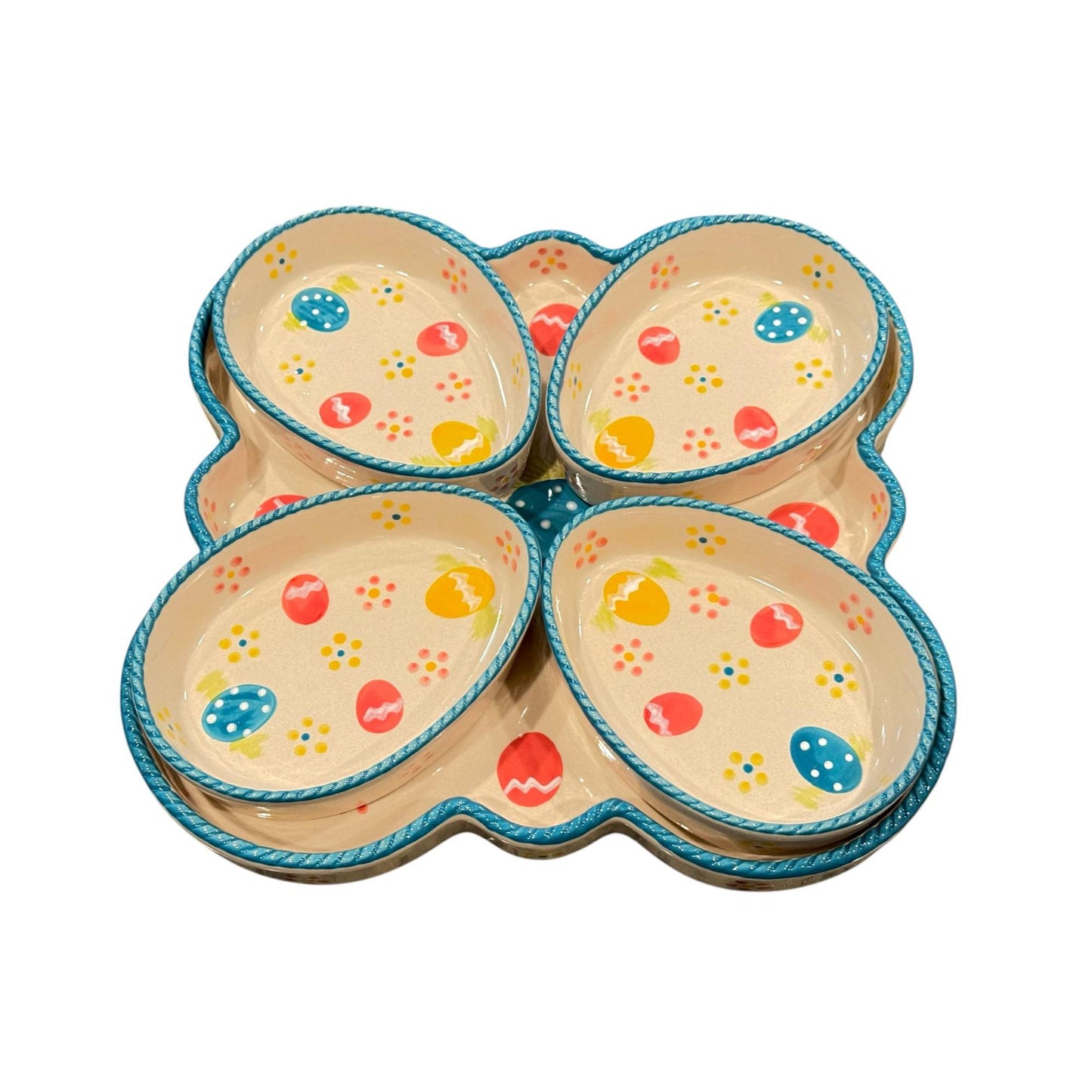 Temptations Easter Egg Divided Serving Platter With 4 Removable Bowls Multicolor