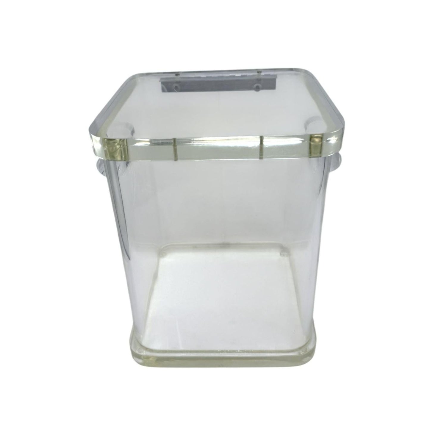 Wilardy Clear Lucite Ice Bucket With Hinged Lid And Chrome Accents