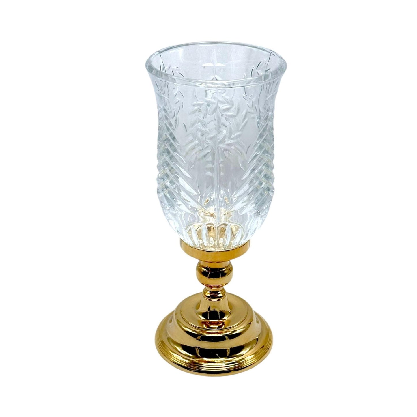 Crystal & Gold Plated Hurricane Lamp, Candle Holder