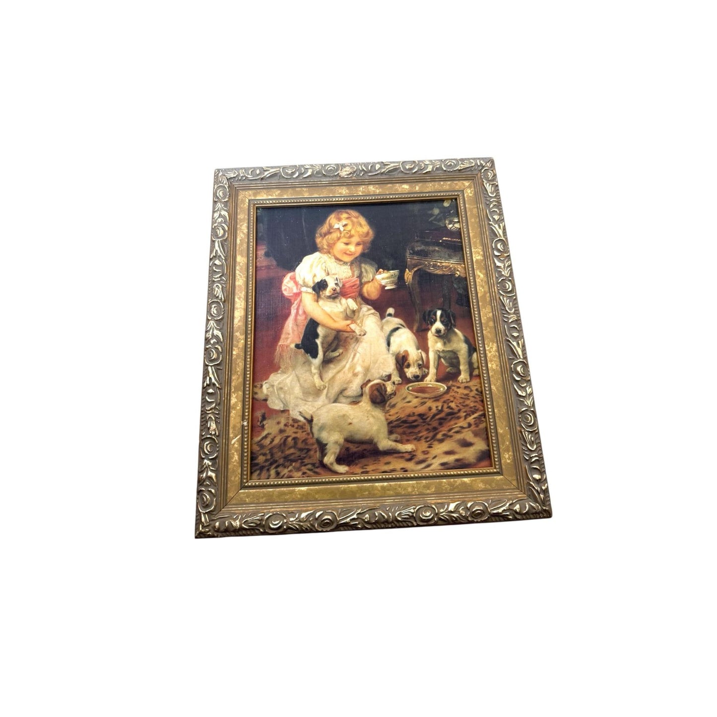 Vintage Giclee Print"Tea-Time" By Arthur John Elsley In Ornate Gold Frame