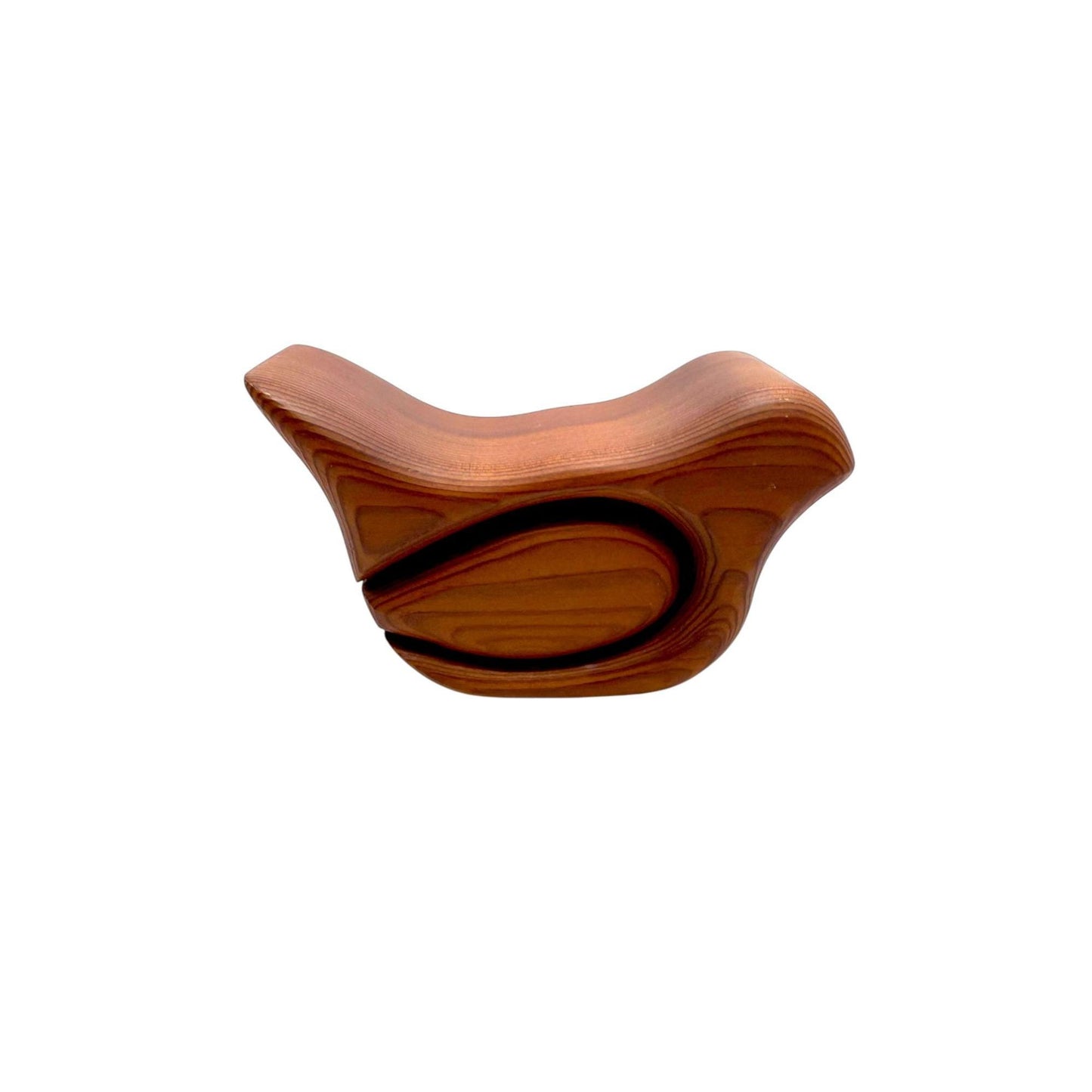 Vintage Handcrafted Redwood Bird Sculpture Puzzle Box