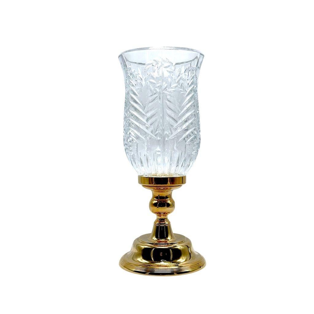 Crystal & Gold Plated Hurricane Lamp, Candle Holder
