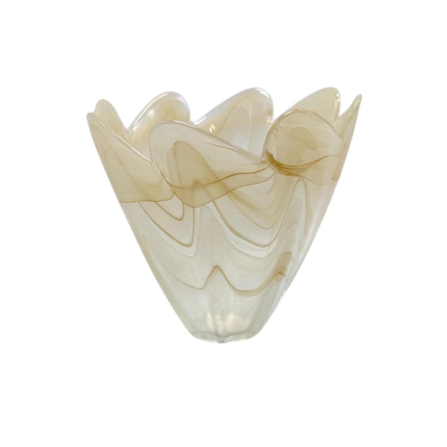 Murano Swirl Glass Vase, Lavorazione Arte Italy 4.5"