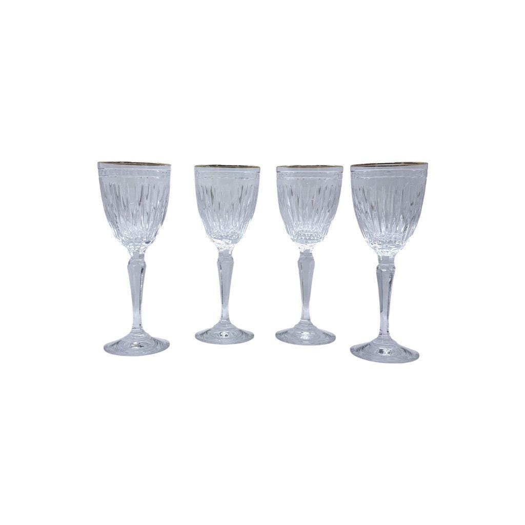 Waterford Hanover Crystal Wine Glasses, Gold Trim Set of 4