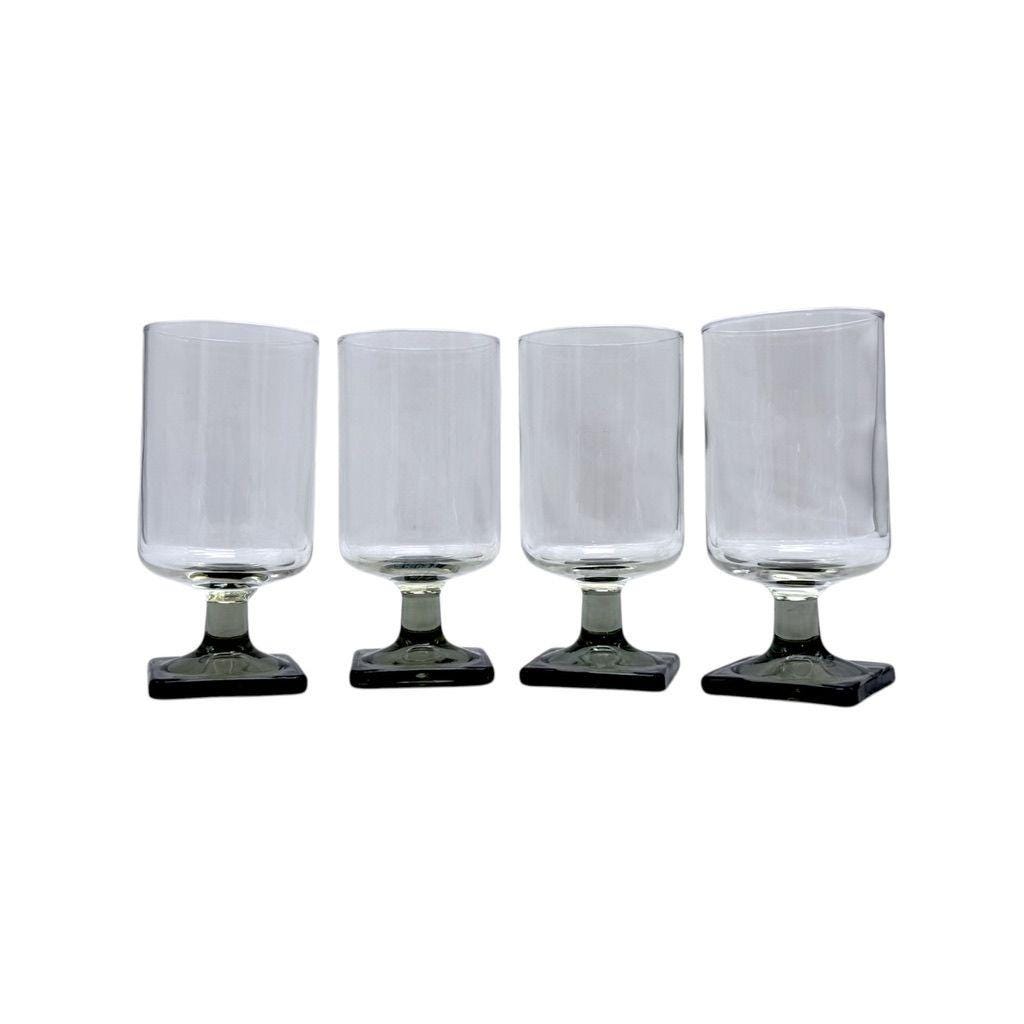 Federal Glass Nordic Midnight Glasses Smoky Gray Square Base Set Of 4