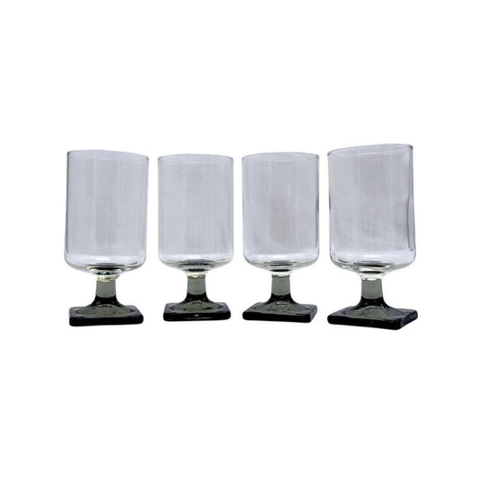 Federal Glass Nordic Midnight Glasses Smoky Gray Square Base Set Of 4