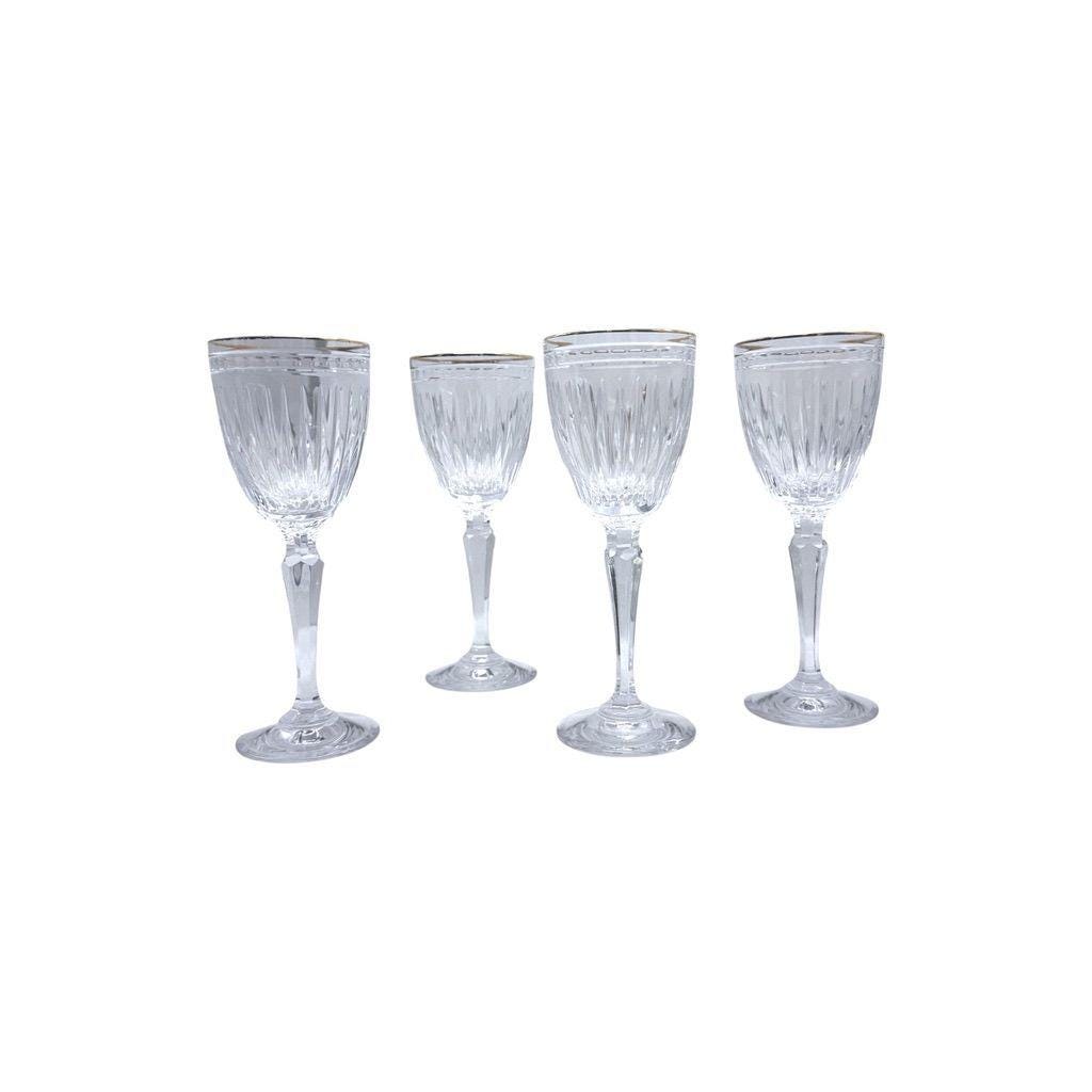 Waterford Hanover Crystal Wine Glasses, Gold Trim Set of 4