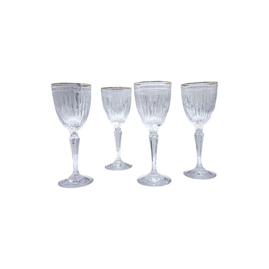 Waterford Hanover Crystal Wine Glasses, Gold Trim Set of 4