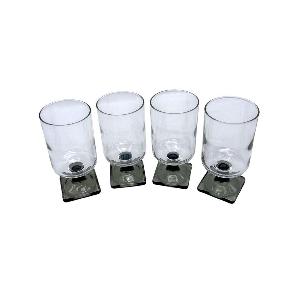 Federal Glass Nordic Midnight Glasses Smoky Gray Square Base Set Of 4