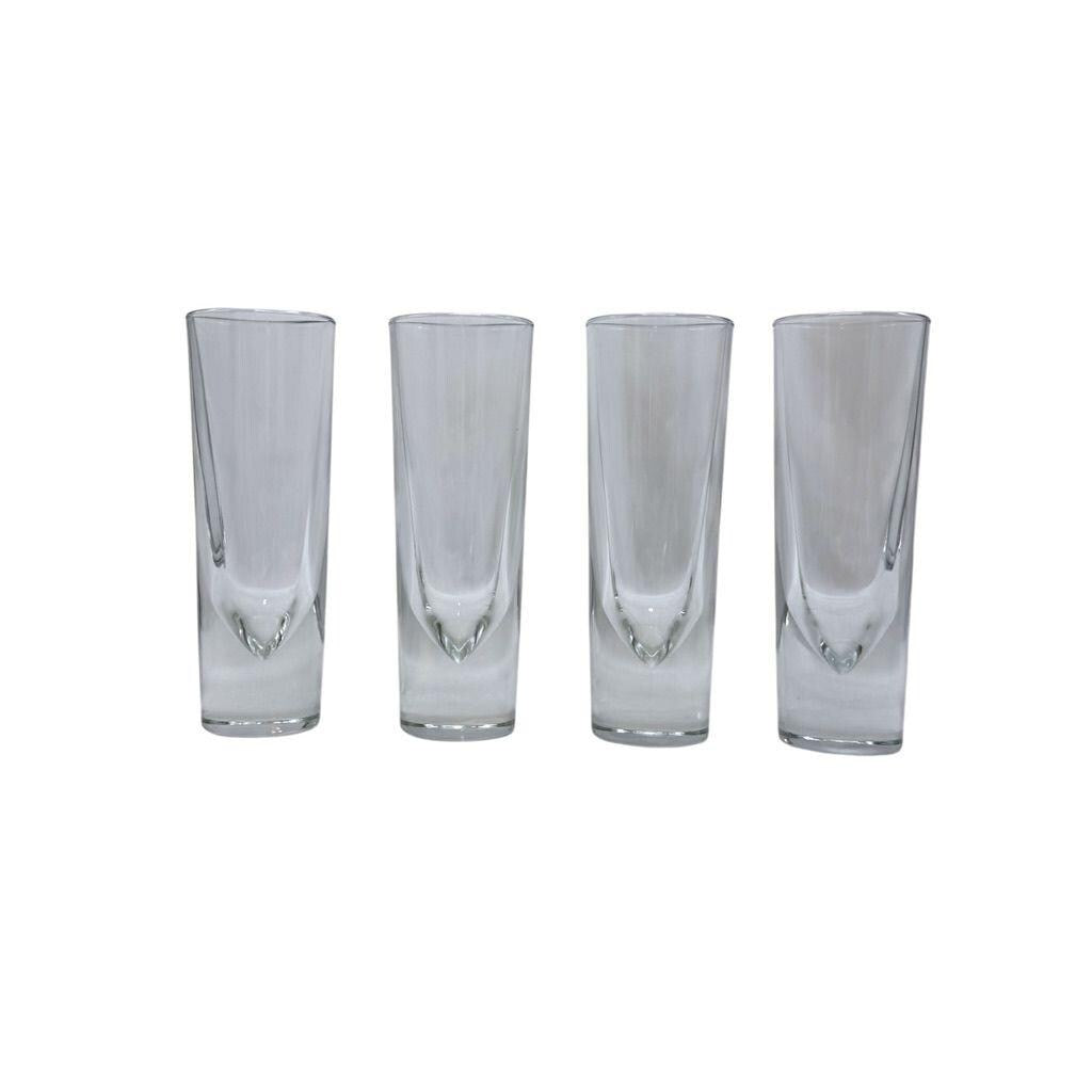 Carlo Moretti Italian Brunch Bullet Glasses Clear Crystal Design Set Of 4