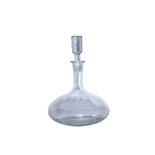 Vintage Toscany Glass Ship Decanter With Stopper Clipper Etching Design