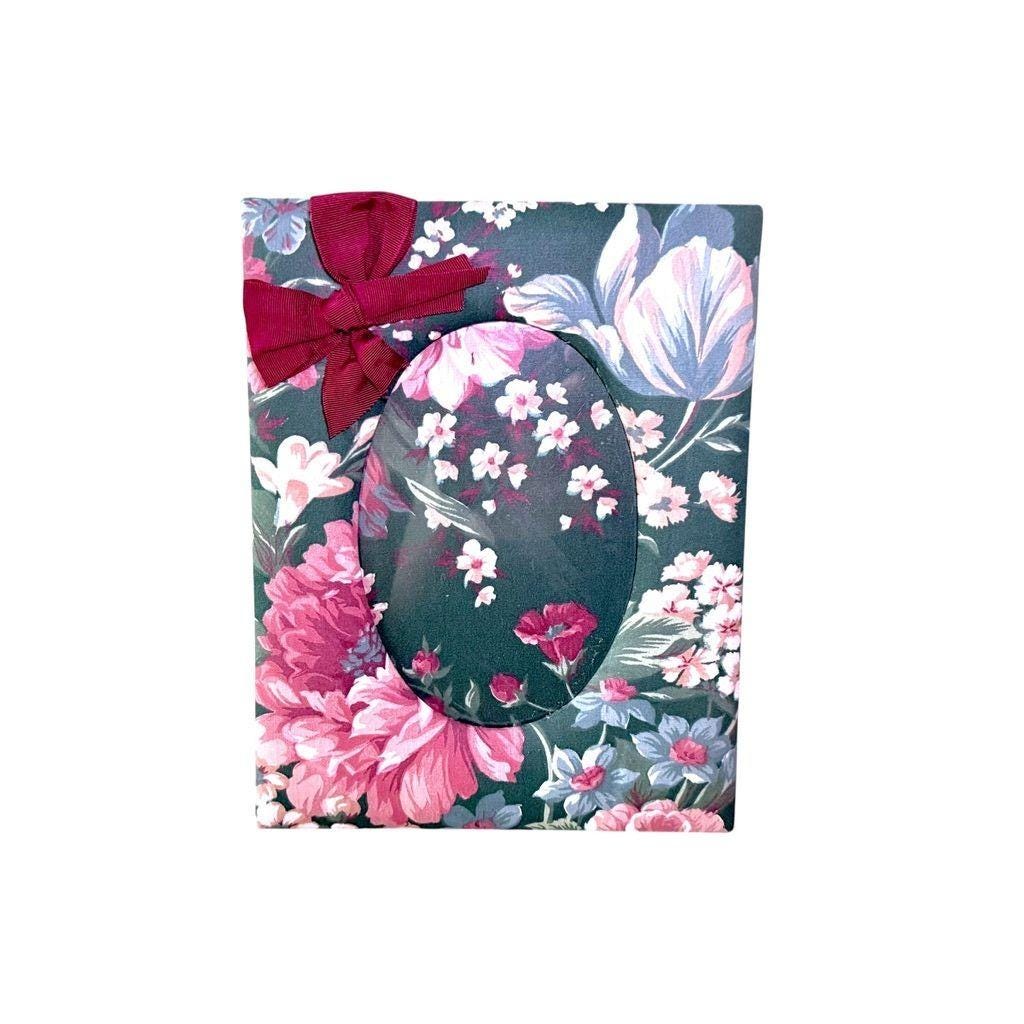 Croscill Fabric Photo Frame Granada Green Floral Print 10" x 8" With Decorative Bow Oval Display