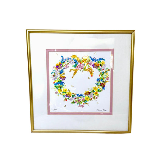 Jeanne Dana Floral Heart Wreath Original Watercolored Artwork