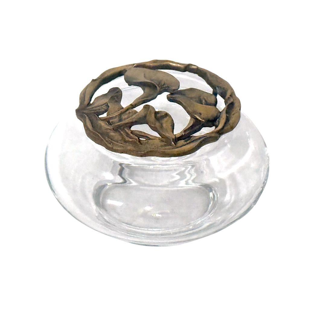 Calla Lily Brass Potpourri Lid & Anchor Hocking Clear Glass Bowl