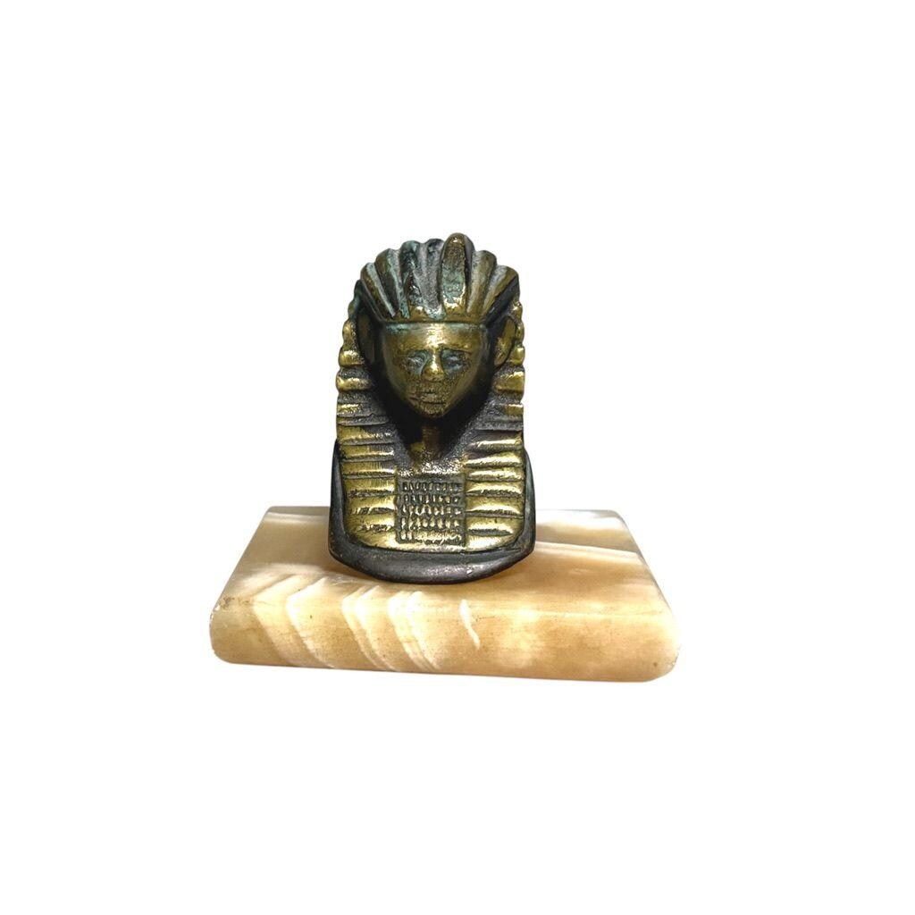 Egyptian Pharaoh & Sphinx Figurines Onyx Base Decorative Collectibles