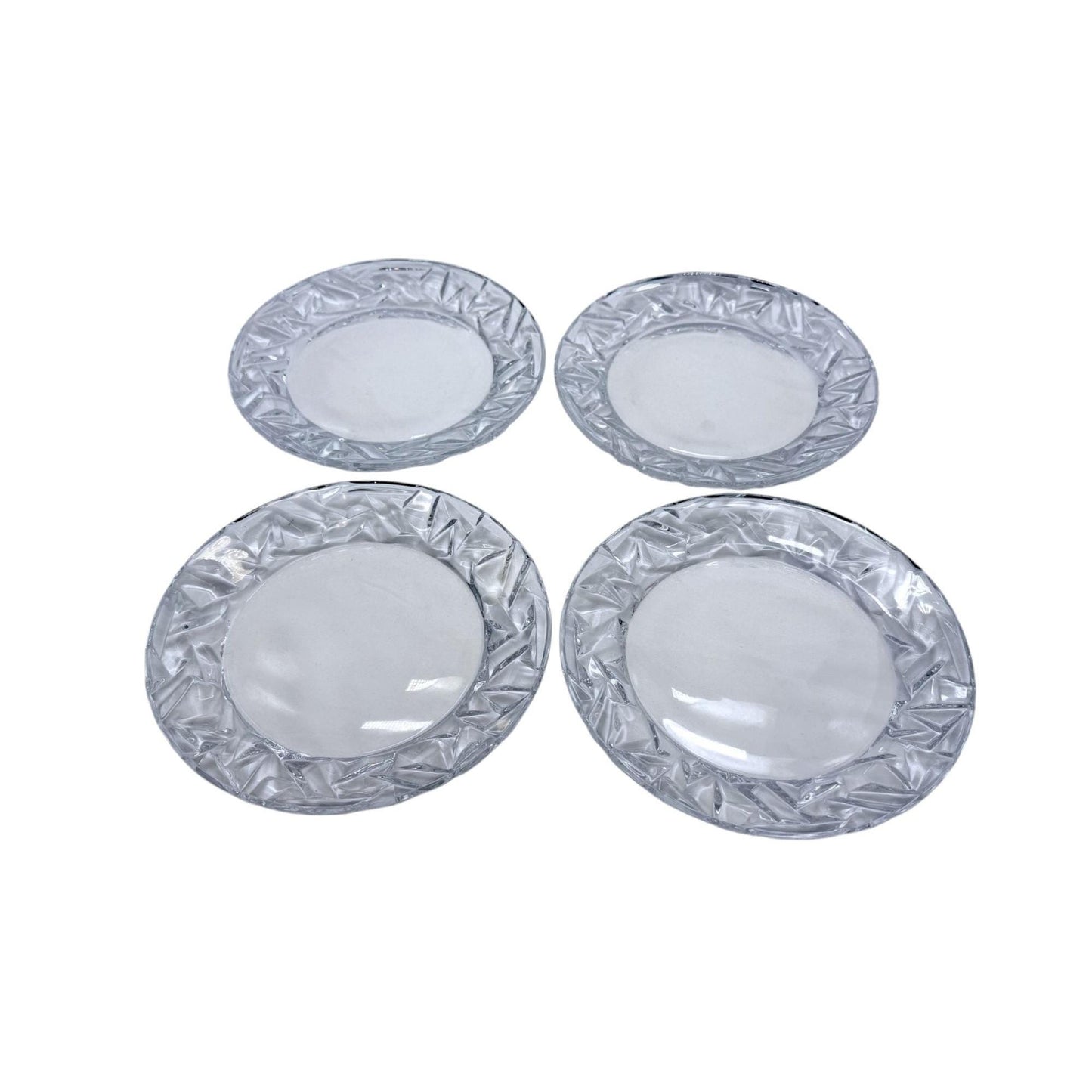 Tiffany & Co Rock Cut Crystal Plates Set Of 4 Elegant 8.5" "As Is"