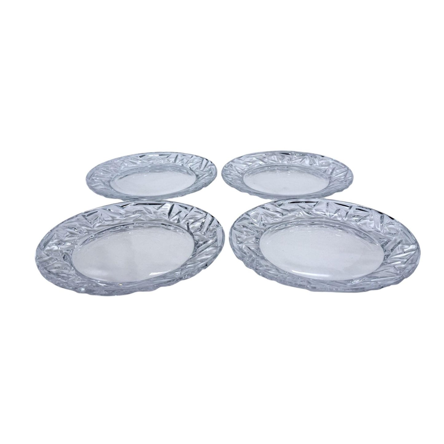 Tiffany & Co Rock Cut Crystal Plates Set Of 4 Elegant 8.5" "As Is"