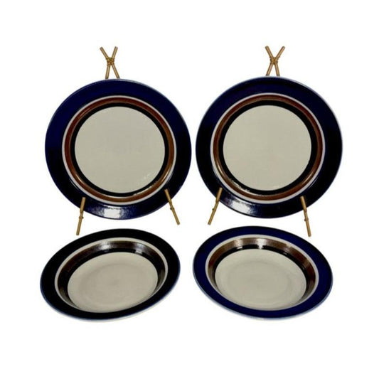 Arabia Finland Saara 2 Cereal Bowls & 2 Salad Plates Set