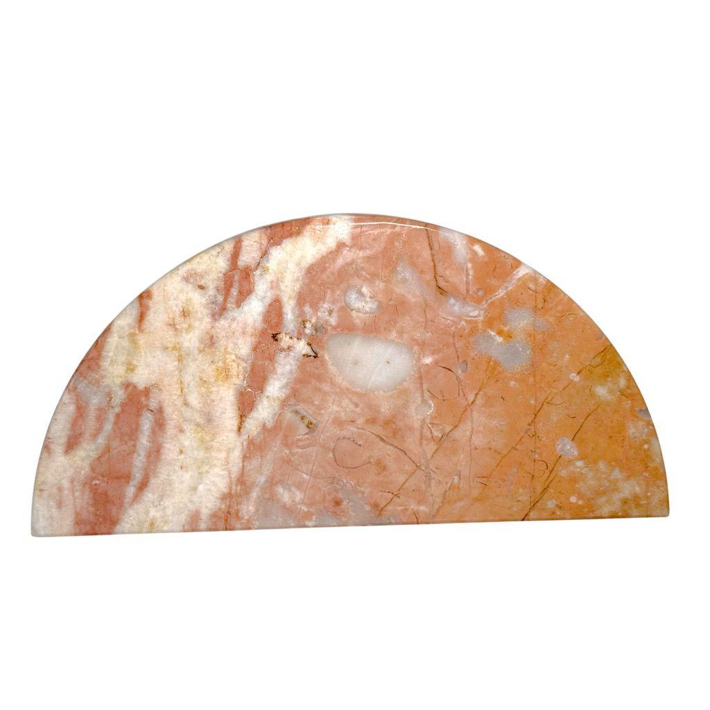 Art Deco Staiger Quartz West Germany Mantel Clock Half-Moon Pink Marble Base