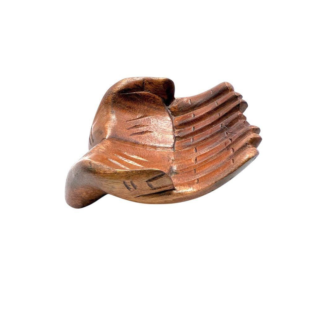 Hand-Carved Wooden Decorative Bowl In Unique Hand Shape Design