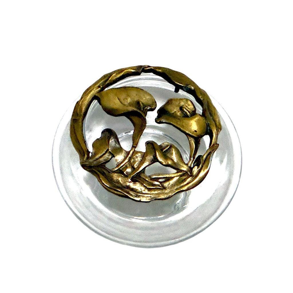 Calla Lily Brass Potpourri Lid & Anchor Hocking Clear Glass Bowl