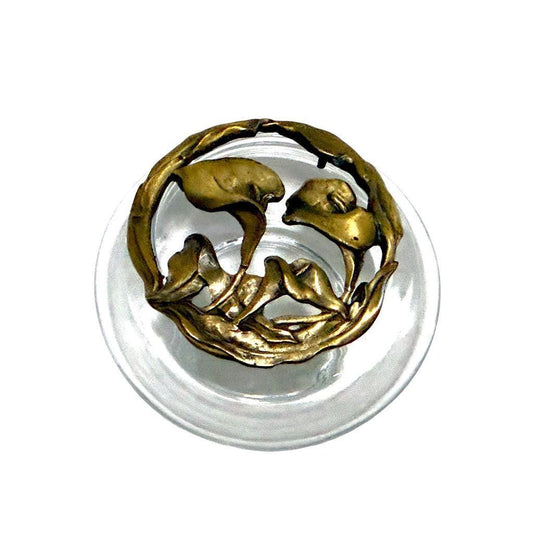 Calla Lily Brass Potpourri Lid & Anchor Hocking Clear Glass Bowl