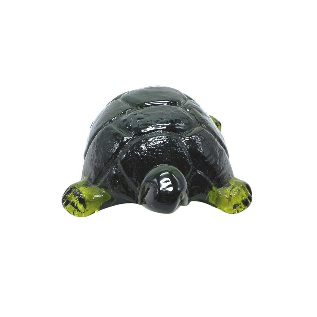 Green Glass Turtle Figurine Paperweight 4.5" Unique Handcrafted Decorative Accent