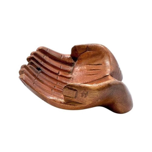 Hand-Carved Wooden Decorative Bowl In Unique Hand Shape Design