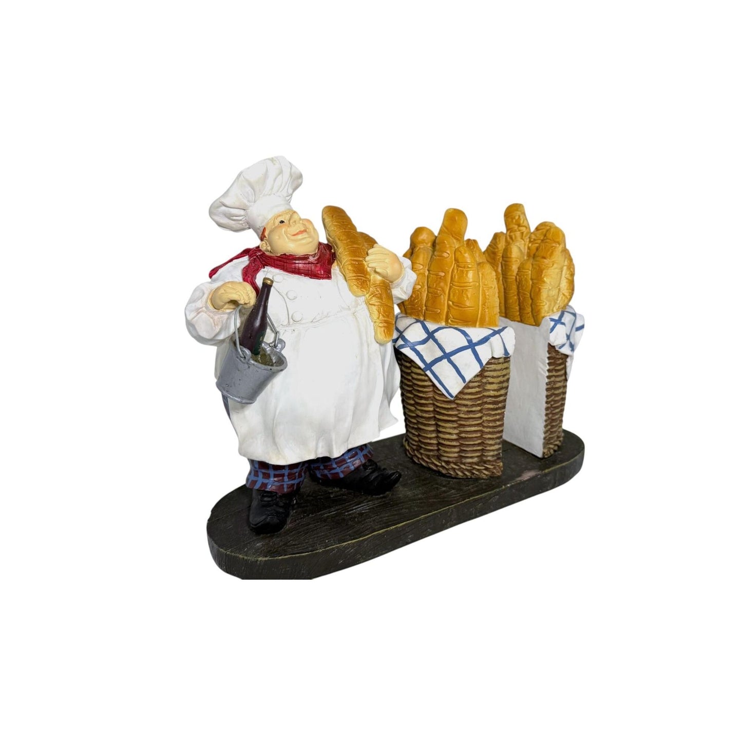 French Chef Baguette Hand-Painted Resin Napkin/ Cookbook/ Chopping Board Holder