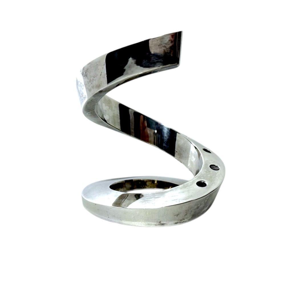 Dansk Designs Candle Holder Polished Silver-Tone Metal Modern Tabletop Decor
