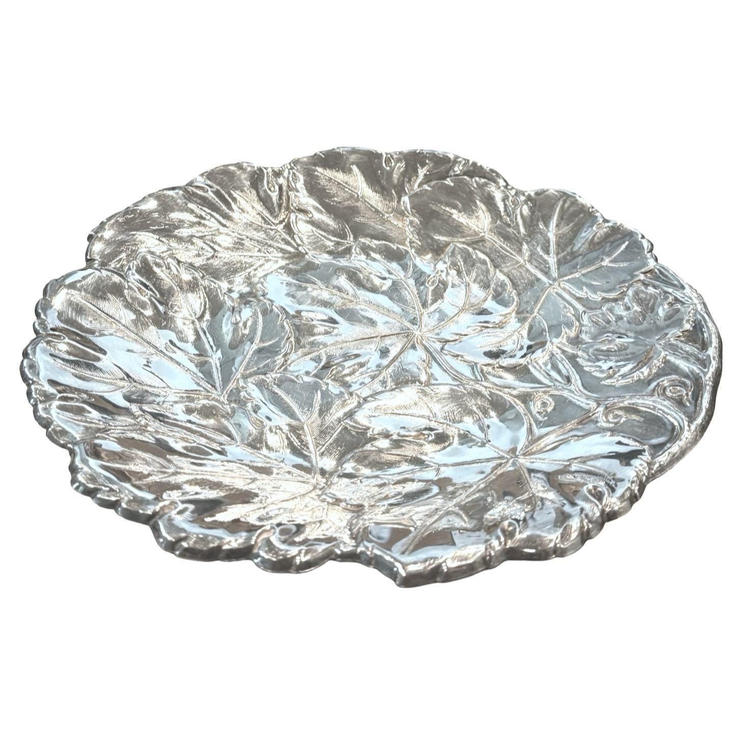 Gorham Silver-Plated Leaf Embossed Dish 10.5" Decorative Plate