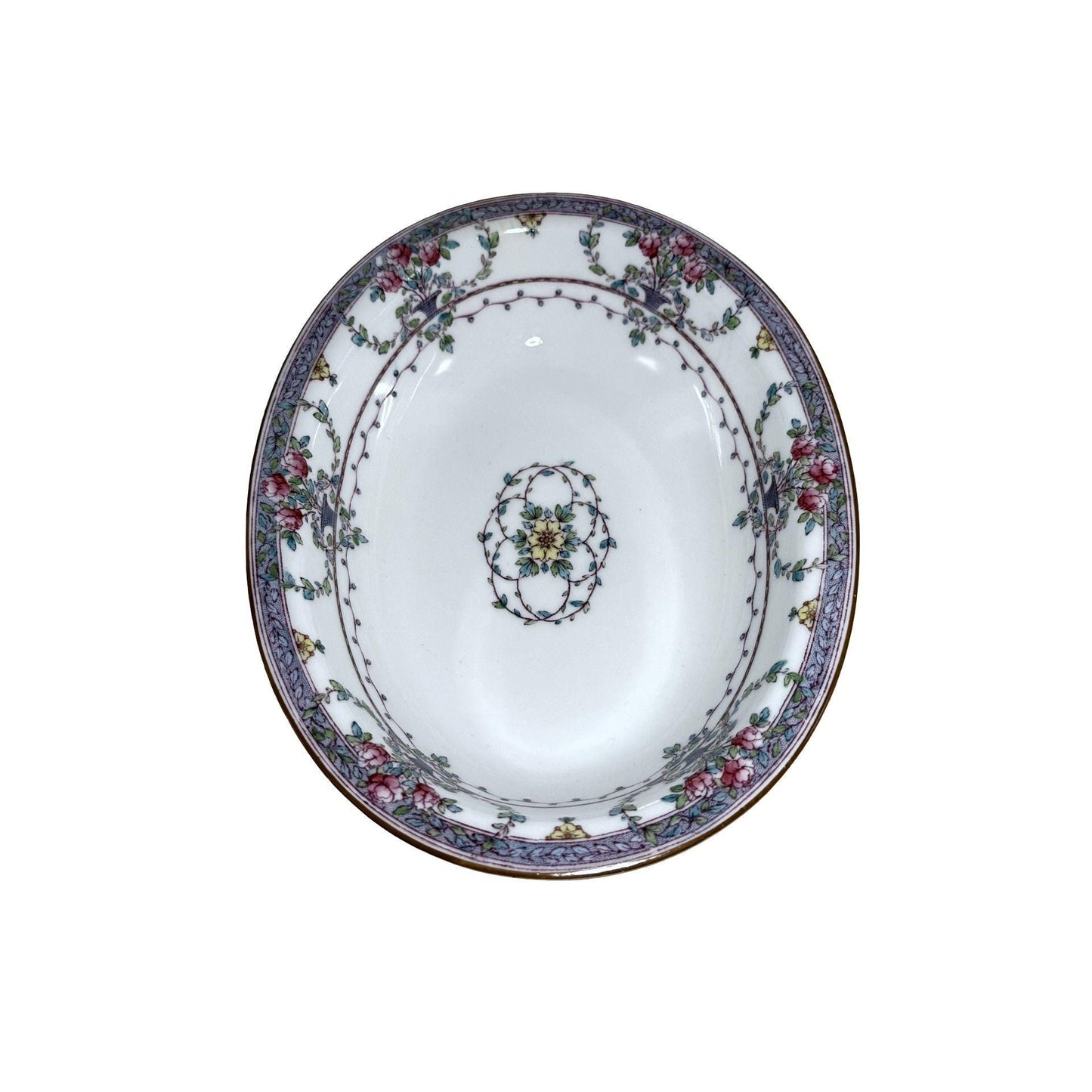 Royal Worcester Floral Oval Serving Vegetable Bowl Purple/White Made In England