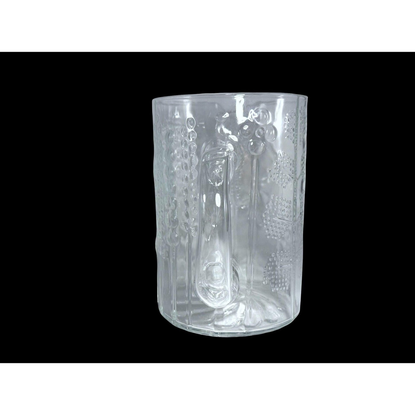 Littala Nuutajarvia Finland Flora Glass Pitcher Oiva Toikka Design Clear Embossed Pattern