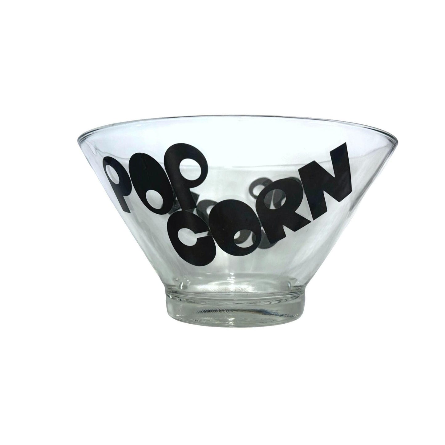 Wheaton Glass Popcorn Serving Bowl Set With 6 Individual Snack Bowls Black Text Design