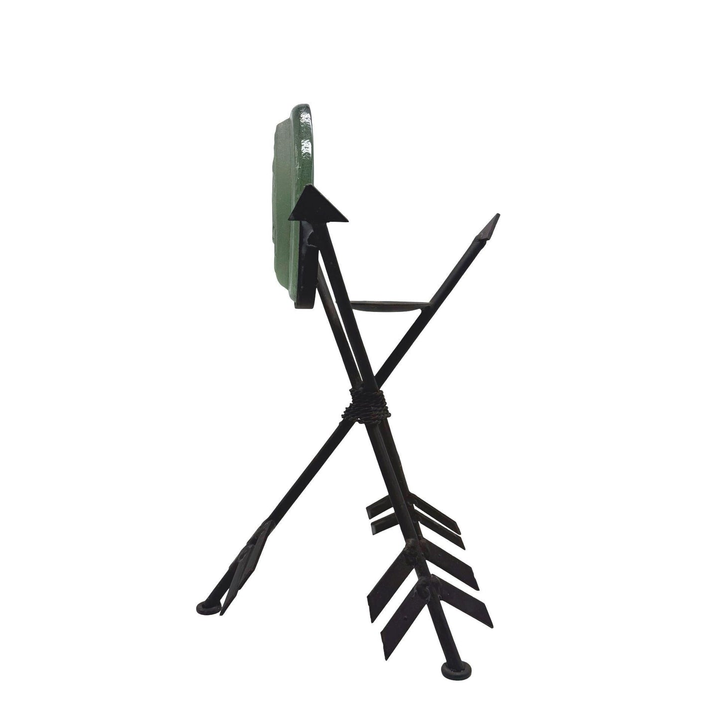 Kokopelli Southwestern Cast Iron Tripod Arrows Candle Holder Etched Glass Tile