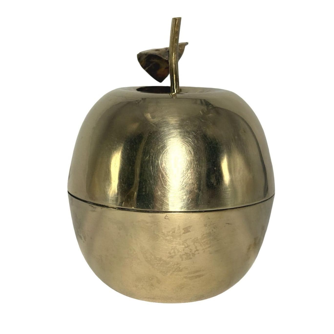 Vintage Brass Apple-Shaped Trinket Box With Removable Lid For Keepsakes