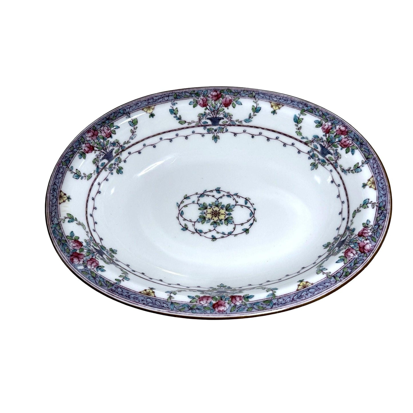 Royal Worcester Floral Oval Serving Vegetable Bowl Purple/White Made In England