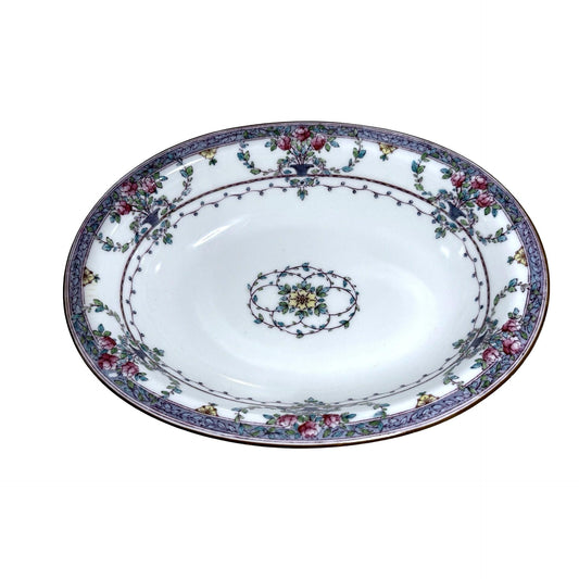 Royal Worcester Floral Oval Serving Vegetable Bowl Purple/White Made In England