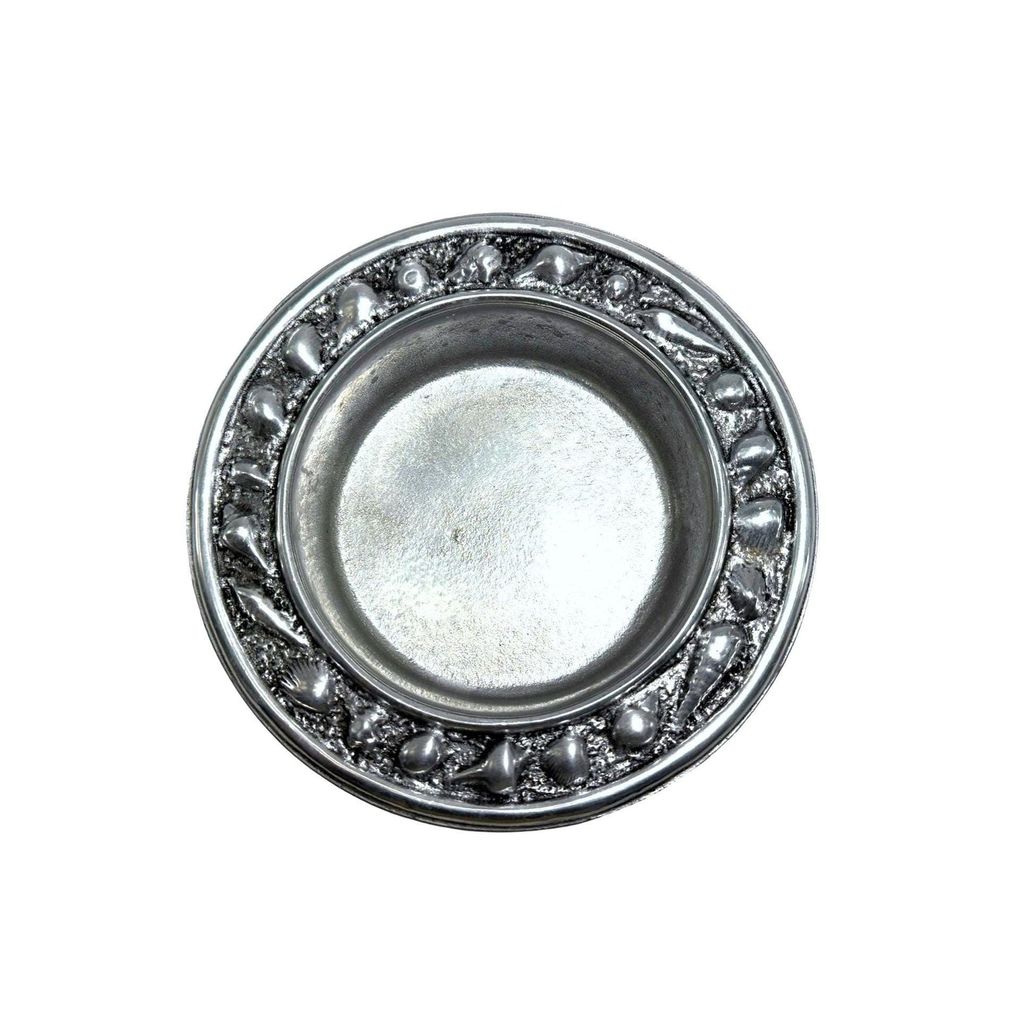 Wilton Armetale Shell Motif Aluminum Wine Bottle Coaster/Bowl USA Made